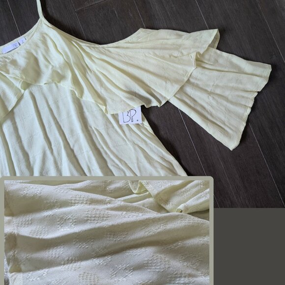 Nordstrom BP, Strappy Open Shoulder Bell Sleeve Top, Yellow Candle, Sz S - Picture 5 of 5
